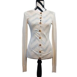 Tularosa Ribbed Trim Clean Girl Preppy Button Down Front Cardigan